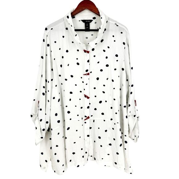Ali Miles Plus Size 3X Black White Red Wearable Art Blouse Shirt Top Artsy - Picture 1 of 7